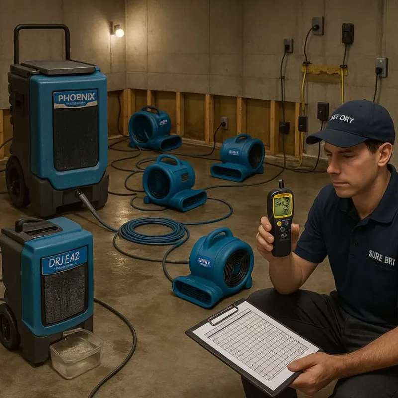 Structural Drying and Dehumidification process in Greendale, IN